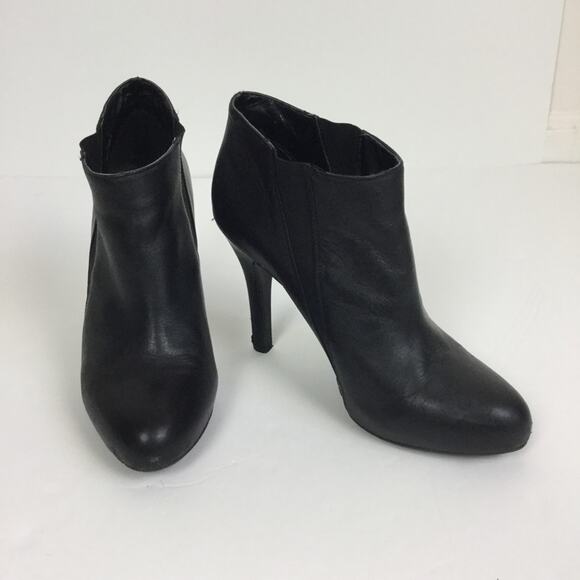 Jessica Simpson Ankle Boots Black Classic Leather Booties - Picture 4 of 10